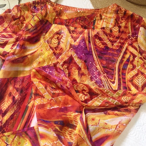 Chico's vibrant embellished tunic top - Picture 7 of 8